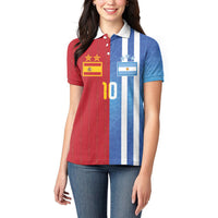 Custom Argentina and Spain Football Mashup Women Polo Shirt Final 2026
