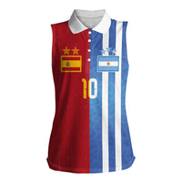Custom Argentina and Spain Football Mashup Women Sleeveless Polo Shirt Final 2026