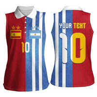 Custom Argentina and Spain Football Mashup Women Sleeveless Polo Shirt Final 2026