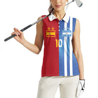 Custom Argentina and Spain Football Mashup Women Sleeveless Polo Shirt Final 2026