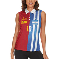 Custom Argentina and Spain Football Mashup Women Sleeveless Polo Shirt Final 2026