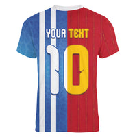 Custom Argentina and Spain Football Mashup Women V-Neck T-Shirt Final 2026