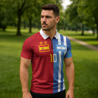 Custom Argentina and Spain Football Mashup Zipper Polo Shirt Final 2026