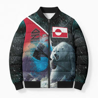 Personalized Greenland Bomber Puffer Jacket Polar Bear Warrior Fight for Kalaallit Nunaat