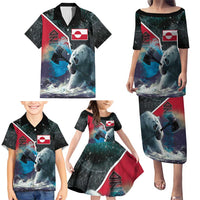 Personalized Greenland Family Matching Puletasi and Hawaiian Shirt Polar Bear Warrior Fight for Kalaallit Nunaat