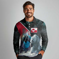 Personalized Greenland Long Sleeve Polo Shirt Polar Bear Warrior Fight for Kalaallit Nunaat
