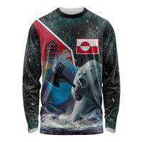Personalized Greenland Long Sleeve Shirt Polar Bear Warrior Fight for Kalaallit Nunaat