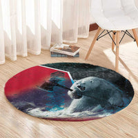 Greenland Round Carpet Polar Bear Warrior Fight for Kalaallit Nunaat