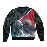 Personalized Greenland Sleeve Zip Bomber Jacket Polar Bear Warrior Fight for Kalaallit Nunaat