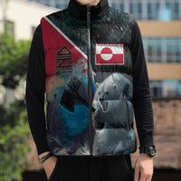Personalized Greenland Sleeveless Puffer Jacket Polar Bear Warrior Fight for Kalaallit Nunaat