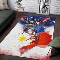 Philippine-American Friendship Area Rug USA Eagle and Philippines Flag with The Maps