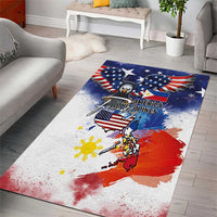 Philippine-American Friendship Area Rug USA Eagle and Philippines Flag with The Maps