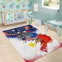 Philippine-American Friendship Area Rug USA Eagle and Philippines Flag with The Maps