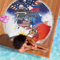 Philippine-American Friendship Beach Blanket USA Eagle and Philippines Flag with The Maps