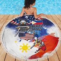 Philippine-American Friendship Beach Blanket USA Eagle and Philippines Flag with The Maps