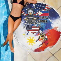 Philippine-American Friendship Beach Blanket USA Eagle and Philippines Flag with The Maps