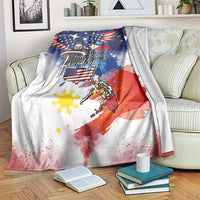 Philippine-American Friendship Blanket USA Eagle and Philippines Flag with The Maps