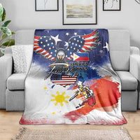 Philippine-American Friendship Blanket USA Eagle and Philippines Flag with The Maps