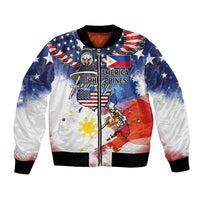 Philippine-American Friendship Bomber Jacket USA Eagle and Philippines Flag with The Maps