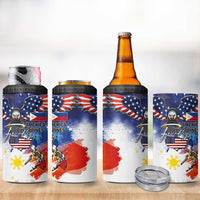 Philippine-American Friendship 4 in 1 Can Cooler Tumbler USA Eagle and Philippines Flag with The Maps