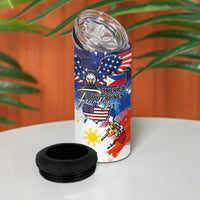 Philippine-American Friendship 4 in 1 Can Cooler Tumbler USA Eagle and Philippines Flag with The Maps