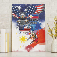 Philippine-American Friendship Canvas Wall Art USA Eagle and Philippines Flag with The Maps