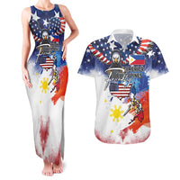 Philippine-American Friendship Couples Matching Tank Maxi Dress and Hawaiian Shirt USA Eagle and Philippines Flag with The Maps