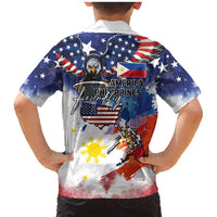 Philippine-American Friendship Family Matching Mermaid Dress and Hawaiian Shirt USA Eagle and Philippines Flag with The Maps