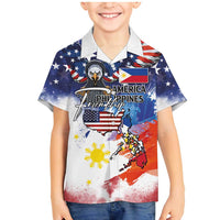 Philippine-American Friendship Family Matching Mermaid Dress and Hawaiian Shirt USA Eagle and Philippines Flag with The Maps