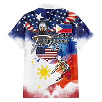 Philippine-American Friendship Family Matching Off The Shoulder Long Sleeve Dress and Hawaiian Shirt USA Eagle and Philippines Flag with The Maps