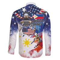 Philippine-American Friendship Family Matching Short Sleeve Bodycon Dress and Hawaiian Shirt USA Eagle and Philippines Flag with The Maps