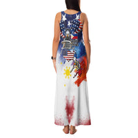 Philippine-American Friendship Family Matching Tank Maxi Dress and Hawaiian Shirt USA Eagle and Philippines Flag with The Maps
