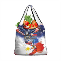 Philippine-American Friendship Grocery Bag USA Eagle and Philippines Flag with The Maps