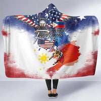 Philippine-American Friendship Hooded Blanket USA Eagle and Philippines Flag with The Maps