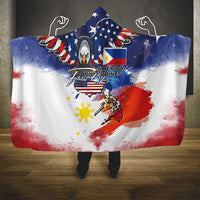Philippine-American Friendship Hooded Blanket USA Eagle and Philippines Flag with The Maps