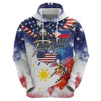 Philippine-American Friendship Hoodie USA Eagle and Philippines Flag with The Maps