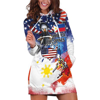 Philippine-American Friendship Hoodie Dress USA Eagle and Philippines Flag with The Maps