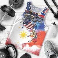 Philippine-American Friendship Men Tank Top USA Eagle and Philippines Flag with The Maps