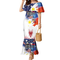 Philippine-American Friendship Mermaid Dress USA Eagle and Philippines Flag with The Maps