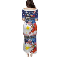 Philippine-American Friendship Puletasi USA Eagle and Philippines Flag with The Maps