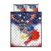 Philippine-American Friendship Quilt Bed Set USA Eagle and Philippines Flag with The Maps