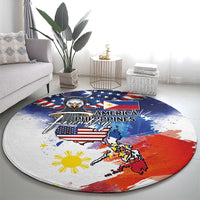 Philippine-American Friendship Round Carpet USA Eagle and Philippines Flag with The Maps