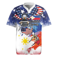 Philippine-American Friendship Rugby Jersey USA Eagle and Philippines Flag with The Maps