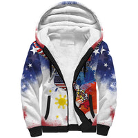 Philippine-American Friendship Sherpa Hoodie USA Eagle and Philippines Flag with The Maps