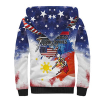 Philippine-American Friendship Sherpa Hoodie USA Eagle and Philippines Flag with The Maps