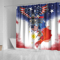 Philippine-American Friendship Shower Curtain USA Eagle and Philippines Flag with The Maps