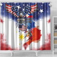 Philippine-American Friendship Shower Curtain USA Eagle and Philippines Flag with The Maps
