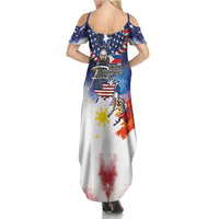 Philippine-American Friendship Summer Maxi Dress USA Eagle and Philippines Flag with The Maps