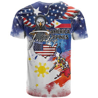 Philippine-American Friendship T Shirt USA Eagle and Philippines Flag with The Maps