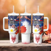 Philippine-American Friendship Tumbler With Handle USA Eagle and Philippines Flag with The Maps
